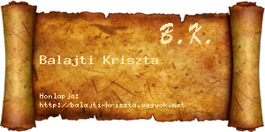 Balajti Kriszta névjegykártya